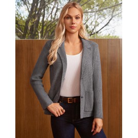 GRACE KARIN Blazers for Women Business Casual Outfits Lightweight Work Long Sleeve Open Front Suit Jackets(XL,Grey)