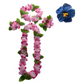 MUNSKT Hawaiian Party Set, Flower Bands, Bracelets, Grass Skirt, Bohemia Flower Hair Clip, Tropical Costume Accessories for Carnivals, Beach Parties, Christmas, New Year Celebrations