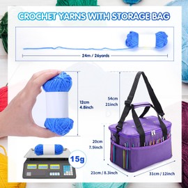 LIHAO Crochet Kit 24 Color Acrylic Yarn with Yarn Storage Organizer, Knitting & Crochet Supplies, Beginner Crochet Kit for Adults