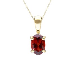 Ivy Gems 9ct Yellow Gold 0.930ct Oval Garnet Four Claw Pendant with 46cm / 18" Fine Gauge Prince of Wales Chain
