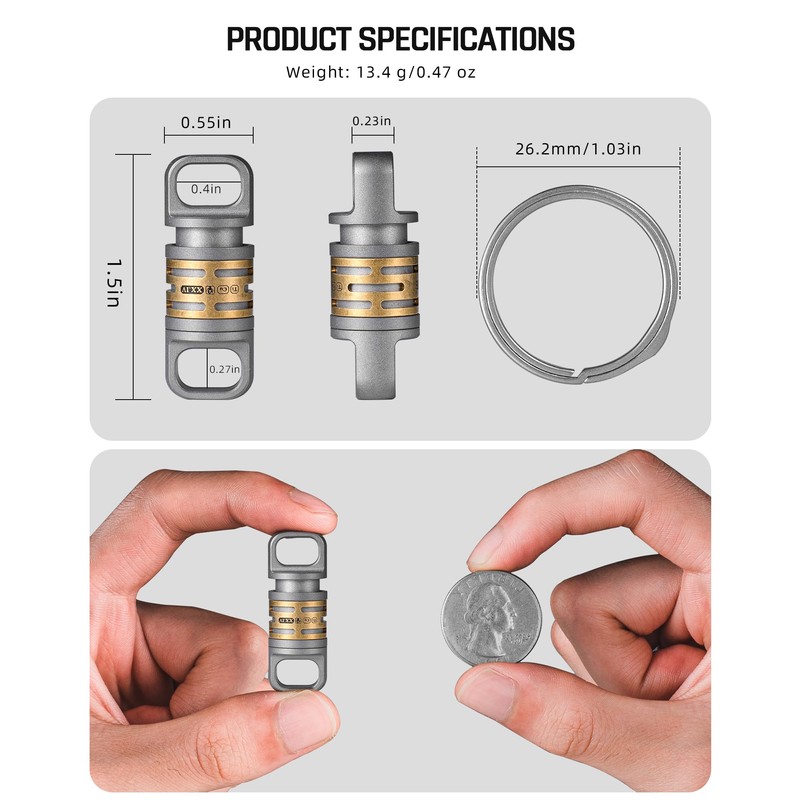 TISUR Titanium Quick Release Swivel Keychain, Heavy Duty Detachable Keychain