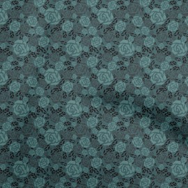 oneOone Rayon Dark Teal Green Fabric Abstract Floral Craft Projects Decor Fabric Printed by The Yard 56 Inch Wide
