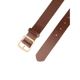 Allegra K Women's Pin Buckle Soft Wide Waist Belt, brown gold buckle