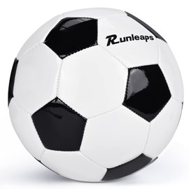 Runleaps - Pelota de fútbol tamaño 3 para niños, juguetes de pelota con patrón de estrella, tamaño oficial para entrenar, jugar, niños, niñas, niños pequeños de 3 a 8 años (negro)
