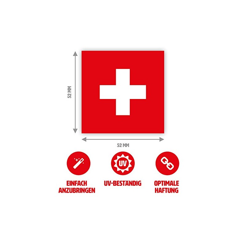 HouseholdBasics 10 x Switzerland Flag Stickers 5.2 x 5.2 cm