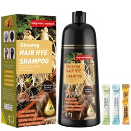 Chestnut Brown Hair Dye Shampoo 3 in 1 for Women & Men 100% Gray Hair Coverage - Herbal Ingredients Natural Plant Hair Color - Hair Dye in Minutes 17.6 Fl Oz