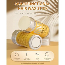 Samnyte Barra de cera para el cabello, barra de cera para pelucas de control de bordes barra para el cabello no graso Pomada de pelo para Flyaways borde Frizz pelo - 2.7 Oz