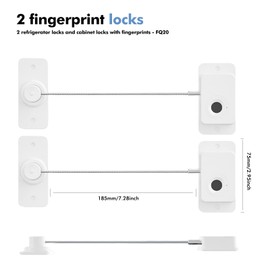 WIYETY Kühlschrank Schloss mit Fingerabdruck: 2 Stück Intelligentes Türfenster-Fingerabdruck-Schloss, Schranksicherung Baby Schrankschloss USB-Laden für Gefrierschrank, Schränke, Schubladen, Fenster
