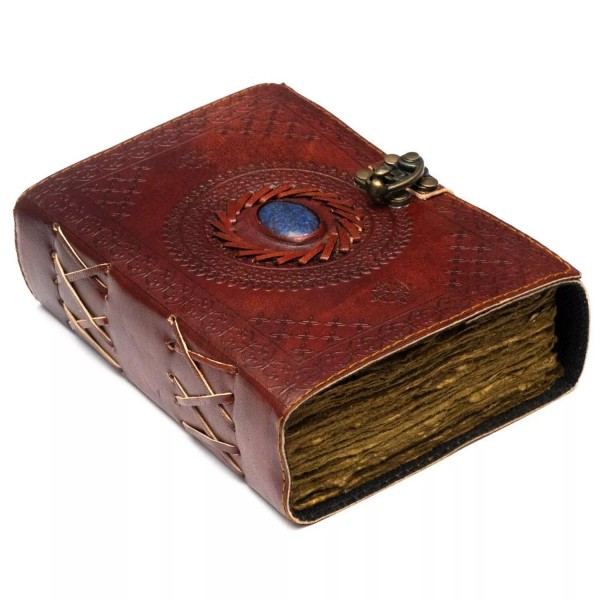 NomadCraftsCo. Large Leather Journal with Semi Precious Stone - Lock
