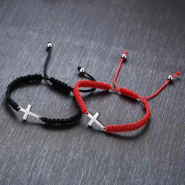 Caiyao 3Pcs Cross Braided String Bracelets Handmade Adjustable Friendship Cross Lucky Protection Waterproof Rope Bangle for Women Men