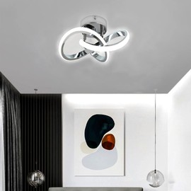 HOUZEE Ceiling Lamp Small Elegant Unique Silver LED Light Fixture for Aisle Entrance, Hallway Cold White 22W