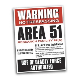 Starbase9.com Area 51 Warning Poster 18x24" - Deadly Force - No Trespassing