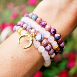 Unbranded 108 8mm Mala Beads Galaxy Sea Sediment Jasper + Rose Quartz Prayer Bracelet