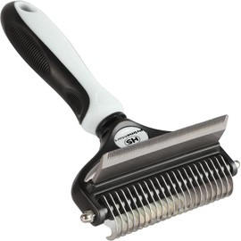 HS Primemart Pet Grooming Brush, 2 in 1 Dematting Tool & Deshedding Comb for Undercoat Rake Matts Tangle and Knot Removing. Safe & Comfortable for Short to Long Hair of Dogs & Cats.