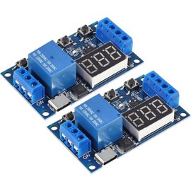RUNCCI-YUN 2 Pack DC 6-30V Timer Relay Module Delay Relay Module Cycle Timer with LED Display / 5V USB C, Smart Home Controller