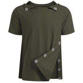 Post Shoulder Surgery Recovery Shirt with Magnetic Buttons for Women Crew Neck Tear Away Shirts for Shoulder Surgery for Men