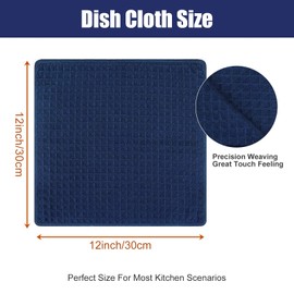 Homaxy Premium Microfiber Waffle Weave Kitchen Dish Cloths, 12 x 12 Inch Ultra Absorbent and Solid Color Dish Towels for Kitchen Fast Drying Dishcloth for Washing Dishes, 6 Pack, Navy Blue