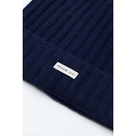 JENNIE LIU 100% Cashmere Beanies for Women(Navy, One Size)