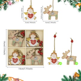Christmas Decorations, 12Pcs Christmas Wooden Ornaments Elk Angel Xmas Tree Hanging Pendant Ornament Gifts Tags for Xmas Holiday Party Decoration Y7SGGS