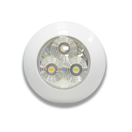 Raycharm 3.7 Inch Round LED Interior Ceiling Dome Light, 330LM 6000K Cool-White for RV Trailer Truck, 12V/24V DC, High Light-Output Low Ampere Draw, Plastic Housing White Finish, 1-Pack