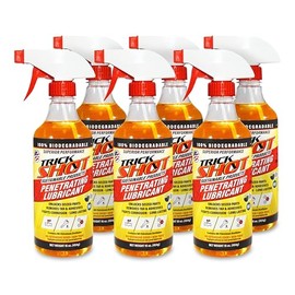 Non-Toxic Penetrating Oil | Eco-Friendly, Non-Flammable, Food Grade & Biodegradable | Rust Inhibitor | 3-in-1 Lubricant, Penetrating Oil, and Degreaser by Trick Shot® USA Made | 16 oz (6-Pack)
