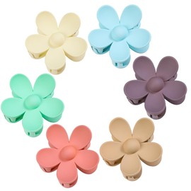 Non-Slip Large Claw Clips for Thick & Thin Hair - 3.15 Inch Matte Daisy Hair Accessories, Strong Hold, 6 Pack