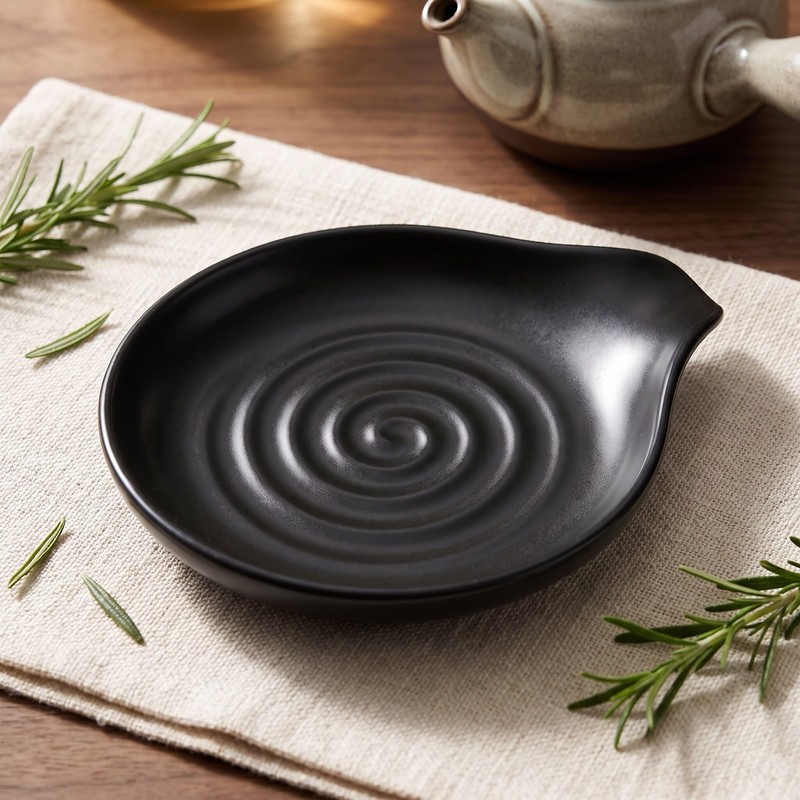 Ceramic Spoon Rest, 16x13x2.5cm Ceramic Spoon Rest with Spiral Design,