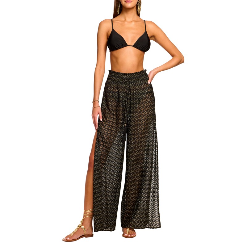 Ramy Brook Women's Standard GLORA Pant, Black/Gold Zig ZAG