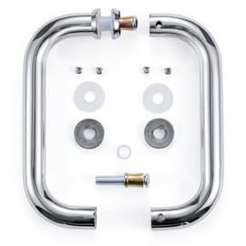 Ranbo Hardware 8" Back to Back Tubular Shower Door Pull Handle for Frameless Shower Doors, Polished Chrome, with Washers (8 inch Pull Handle-Silver)