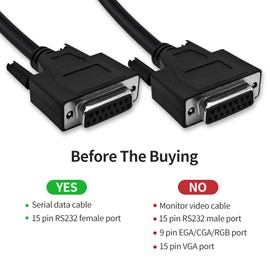 XANHAM 16 Feet(5 Meter) DB15 15 Pin Two Row Straight Through Serial Extension Cable, Double Shielded(Metal Braiding&AL-foil), Female to Male, Black, SC910S09FM