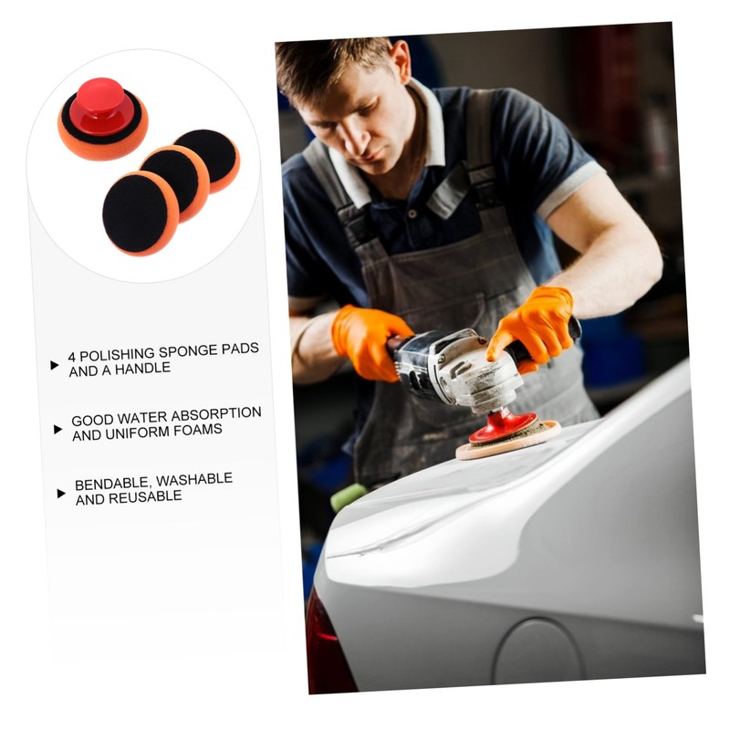 ULTECHNOVO 2sets Car Polishing Sponge Pads Washable Waxing Sponge Pads