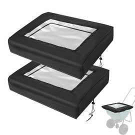 Lettry 2Pcs Broadcast Spreader Covers with PVC Transparent Window, Black Water Blocking Fertilizer Spreader Covers, Fits Most Seed Spreader and All-Purpose Broadcast Spreader (16.1X18.1 Inches)