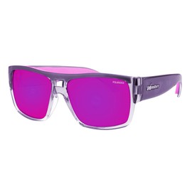 BOMBER Sunglasses for Women with two Tone Crystal Smoke Frame with Pink Polarized Mirror Lens Non Slip Pink Foam Lining- IRE114PMPF