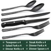 Black Hammered Silverware Set With Steak Knives, 24-Piece Stainless Steel