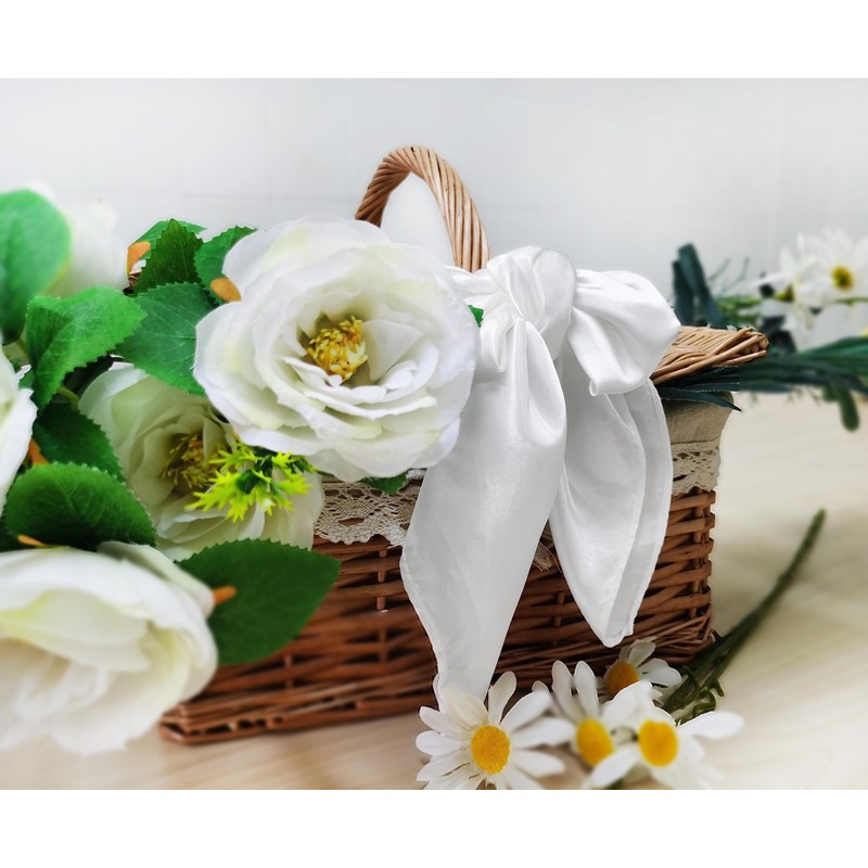 1 Piece of White Square Satin Scarf Wrap Ribbon Neck