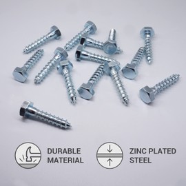 (Pack of 14 pcs) DIN 571 Zinc Plated Steel Hexagon Wood Screws M10 x 50 mm, Hex Screw, Lag Bolts, Hex Head, Coach Screws (14, M10 x 50 mm)