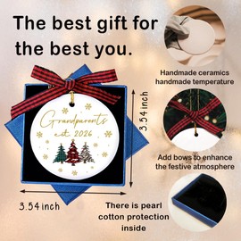 New Grandparent Christmas Ornaments 2026, First Time Grandparents 2026 Unique Pregnancy Announcement Gifts for Couple - Baby Reveal Xmas Tree Decorations for Couples Grandpa Grandma Newborn-23