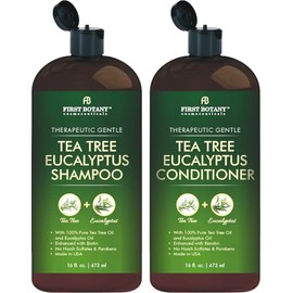 Juego de champú y acondicionador de árbol de té y eucalipto, fórmula clarificante y cuidado del cuero cabelludo con carbón activado, biotina y queratina, sin sulfatos, fabricado en Estados Unidos, 16