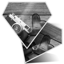 2 x Diamond Stickers 7.5 cm BW - Love Photography Retro Camera Film Fun Decals for Laptops,Tablets,Luggage,Scrap Booking,Fridges, #37013