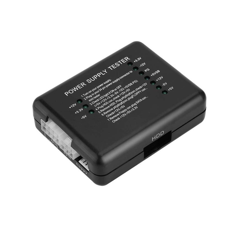 20/24-pin Power Supply Tester for ATX/SATA/HDD/FLOPPY, Black