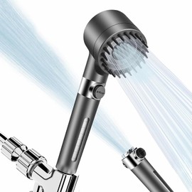DFENGDF Filtered Shower Head with Handheld 3 Spray Modes High Pressure Shower Head with Filters Detachable Shower Head with 59″ Hose/Bracket/Cotton Filters Power Wash for Hard Water with ON/OFF