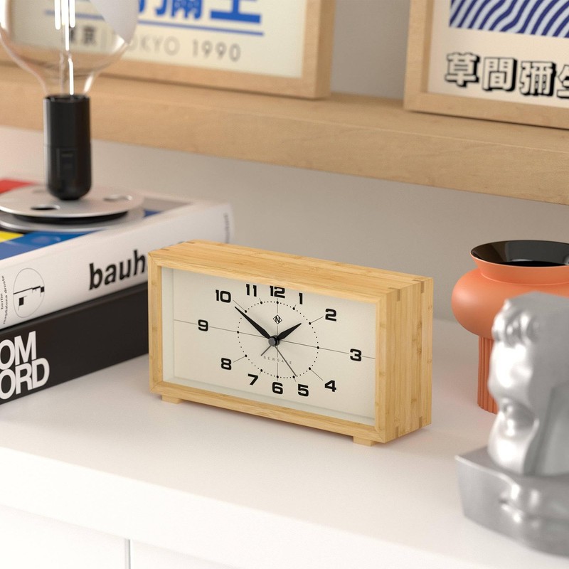 NEWGATE® Lemur Alarm Clock | Rectangular Design | Bamboo case