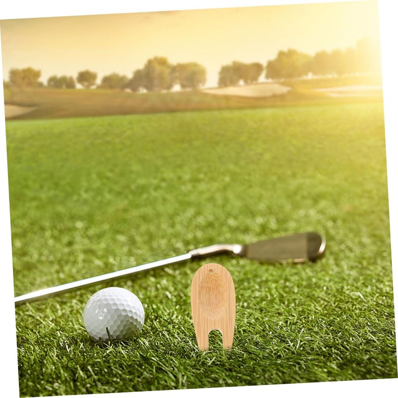 SUPVOX Golf Divot Tool 8-Piece Bamboo Fork Set Ball Marker