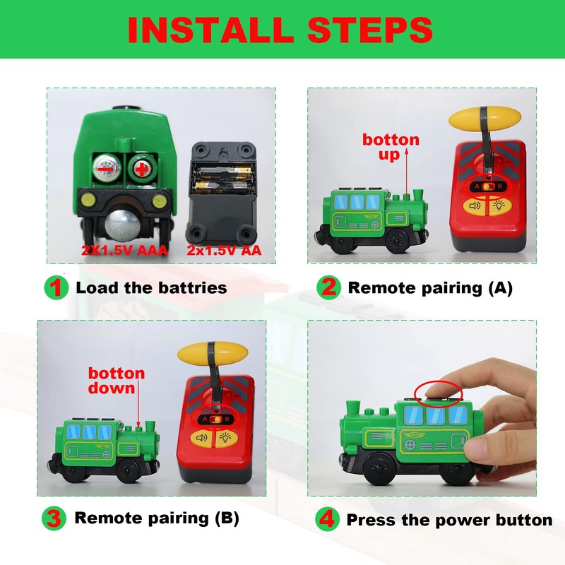Battery Operated Locomotive Train Set for Wooden Train Tracks,Powerful Engine