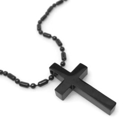 Loralyn Designs Mens Small Christian Black Cross Pendant Stainless Steel Religious Jewelry