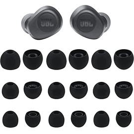 Rqker Ear Tips Compatible with JBL Vibe 100TWS Earbuds, 9 Pairs S/M/L Sizes Soft Silicone Ear Tips Earbud Tips Eartips Earbuds Replacement Tips Compatible with JBL Vibe 100TWS, Black 18