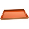 Kotobuki Rectangular Gloss Orange Lacquer Serving Tray, 18"-3/4", Orange