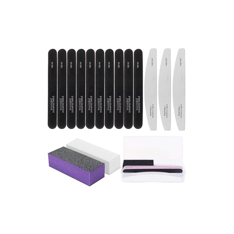 15-Piece Professional Nail File and Buffer Kit with Storage Box