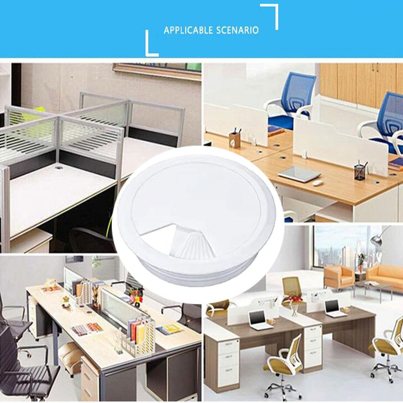 4 Pieces White Desk Grommet, 60mm (2.4 inch) Plastic Desk