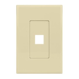 1-Port Keystone Screwless Wall Plate, Ivory